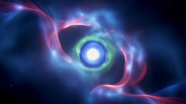 Abstract planetary nebula star's last breath background with glowing symmetrical gas shells