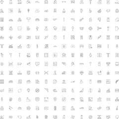 Fototapeta premium Large set of thin line vector icons representing various everyday objects, actions, and concepts for modern graphic design and user interface applications