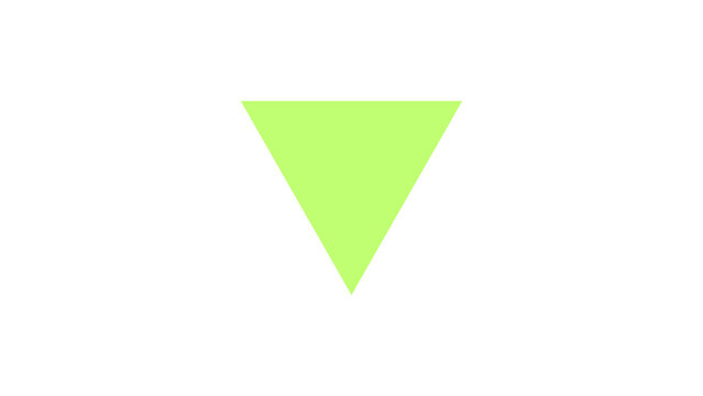 An inverted lime green equilateral triangle is centered against a bright white background