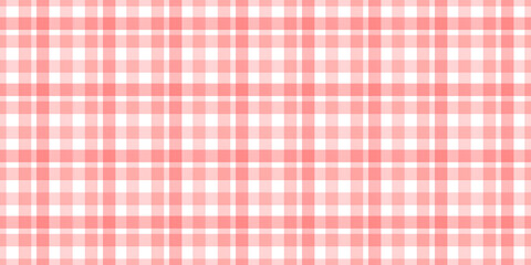 Naklejka premium Seamless soft pink and white gingham plaid pattern, classic checkered textile background for spring and summer design, sweet fabric texture.