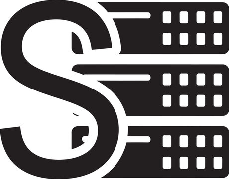 Server storage unit letter s logo for data technology and network hosting.