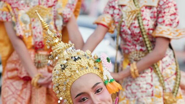 Traditional Thai Khon Dance Performance at Wat Suthat Thepwararam Bangkok