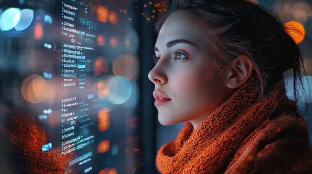 Woman looking at interactive display