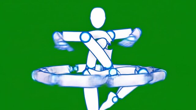 3 d mannequin character performing dynamic dance moves on green screen background