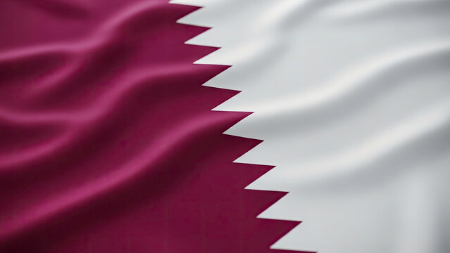 Qatar Flag Waving in the Wind with Vibrant Colors