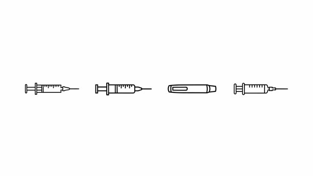 Four different types of medical syringes icon set for health and medical design