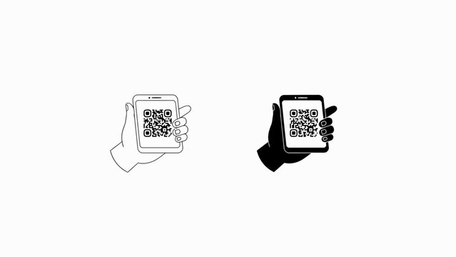 Two hands scanning qr codes on smartphones illustration