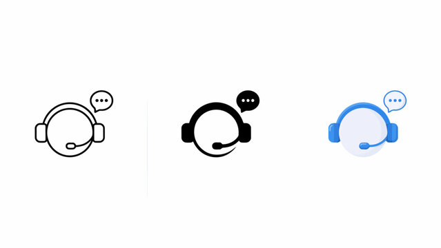 Modern headset icon with speech bubble for customer support or communication