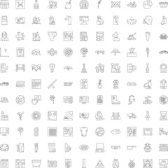 Fototapeta premium Set of minimalist outline icons illustrating a wide range of objects, symbols, and abstract ideas, suitable for various design projects and digital interfaces