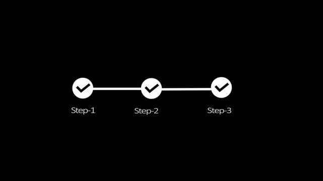 Minimalist progress bar interface showing completed first step a clean, graphical user element displaying a three step