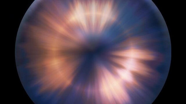 Mysterious orb, like an eye. Abstract background loop. Glowing rays emanating from centre of sphere.