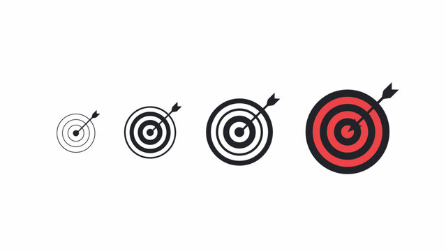 Colorful target illustration with arrows showing accuracy progression