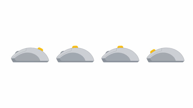 Flat illustration of computer mouse with scroll wheel in different positions