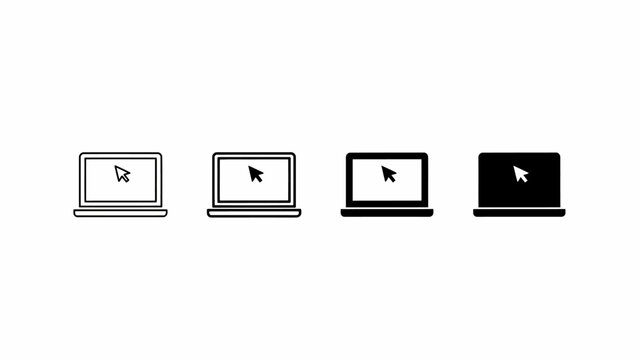 Four laptop icons with cursor pointer in different screen styles
