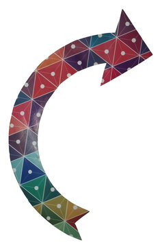 Colorful arrow icon with curved design