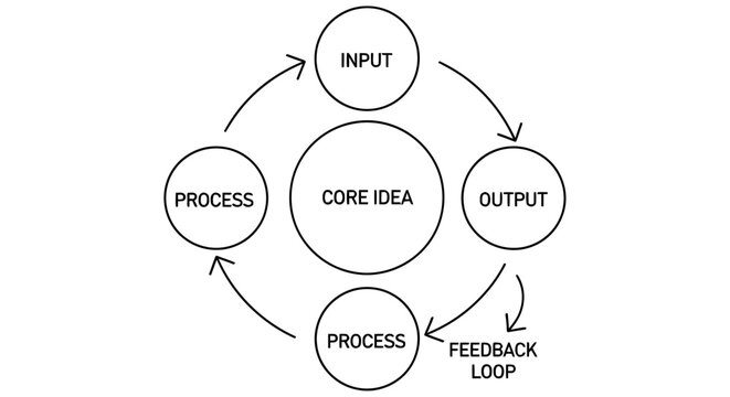 Diagram illustrating a circular process with input output and feedback