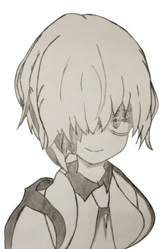 Young anime boy with surprised expression