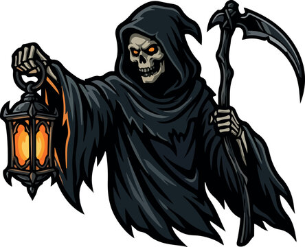 Grim Reaper With Lantern and Scythe