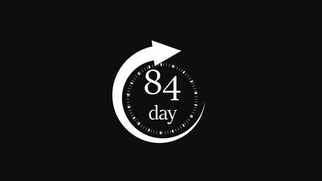 Countdown timer animation showing 84 days remaining for scheduled event or deadline.