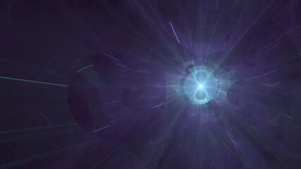 Obraz premium Illustration created as a 3D render without generative AI, neon quantum vortex abstract digital cybernetic background