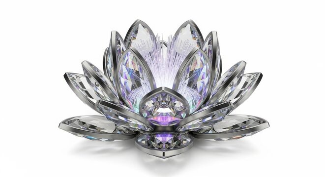 Crystal lotus flower, purple gemstone, decorative brooch, jewelry