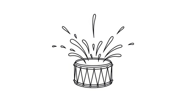 Drum, explosion, splash, sound wave, music symbol, black and white
