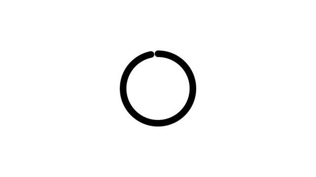 Circular Loading Progress Animation on White Background, Black Loader Icon, Buffering and Processing Indicator, UI UX Interface Element, Download Status Symbol, Modern Motion Graphic Design.