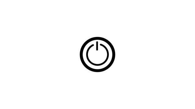 Power Button Icon Black on White Background Illustration of Global Symbol for On Off System and Startup Operation.Control and User Interface Design,whit on a black background.