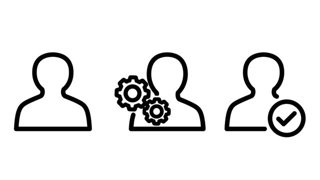 User account status and system setting line icon collection with settings configuration interface business application software management preference illustration customer platform activity
