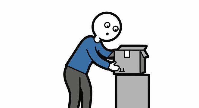 Cartoon Character Throwing Trash Into Bin.