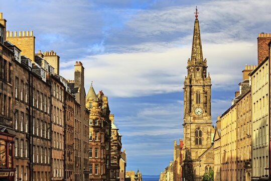 Tron Kirk church tower, Royal Mile, Old Town of Edinburgh, Lothian, Scotland, United Kingdom