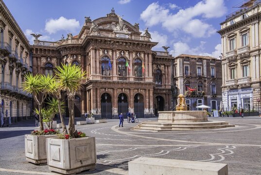 Teatro Massimo Bellini Opera House in the Old Town, Catania, East Coast, Sicily, Italy