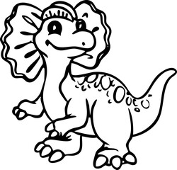 Dinosaur Cute Dino Prehistoric Reptile Animal Line Art Cartoon Jurassic Wildlife Drawing Handdrawn Doodle Kids Children Education © Haps