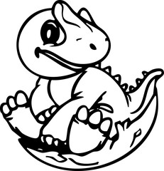 Dinosaur Cute Dino Prehistoric Reptile Animal Line Art Cartoon Jurassic Wildlife Drawing Handdrawn Doodle Kids Children Education © Haps