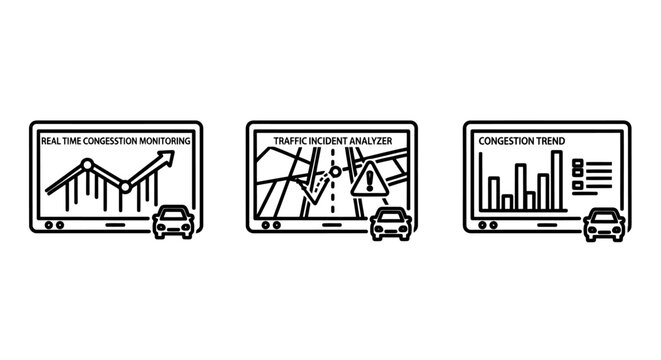 Automotive telematics and vehicle data analytics line icons set with automotive telematics analytics tracking navigation statistics dashboard transport connected technology software