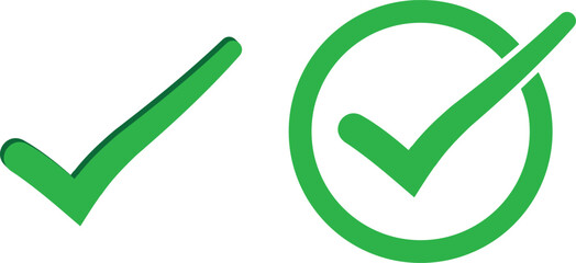 green tick mark sign, checkmark vector icon. © uniqueartr