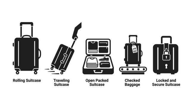 Set of travel suitcase icons
