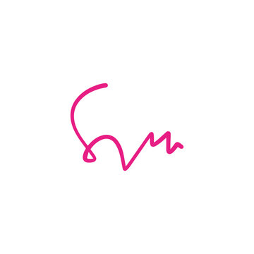 Abstract pink signature S letter logo, minimalist handwritten initial monogram isolated on white background