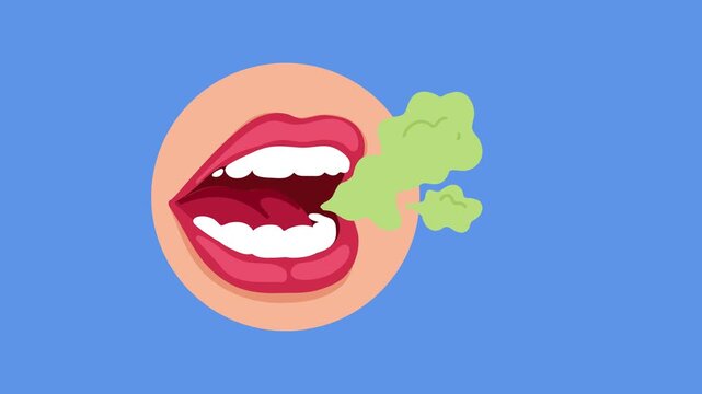 animation illustrating development of persistent mouth odor