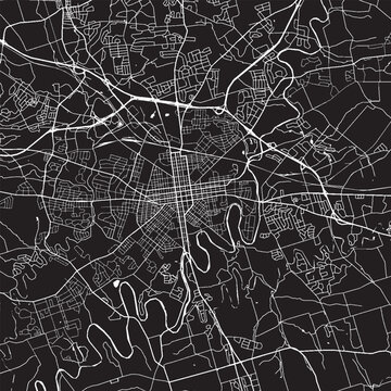 Lancaster Pennsylvania Vector Map, Detailed City Street Map Black and White Minimalist Line Art