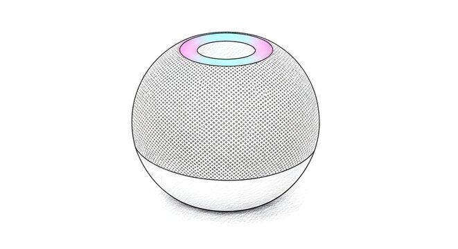 Modern Smart Speaker with Colorful Light Ring Display.