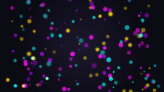animated falling Colorful Dots on Black Background.