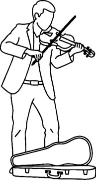 Elegant musician playing violin in formal attire illustration.