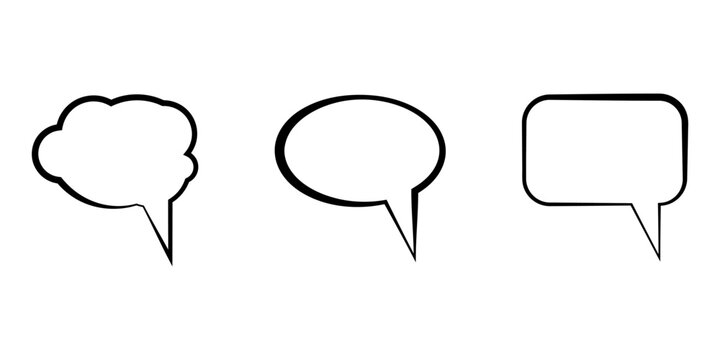 Speech bubbles of various shapes on white for quotes and messages