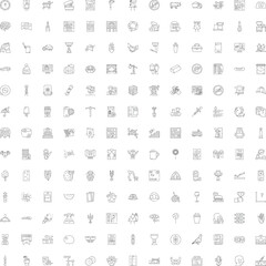 Fototapeta premium Large set of diverse outline icons covering various concepts including technology, finance, nature, food, activities, and everyday objects for modern design
