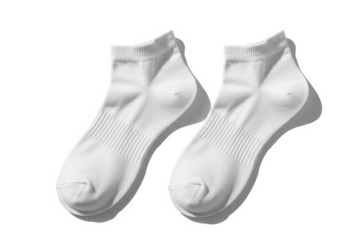 Pair of clean white ankle socks isolated on white background