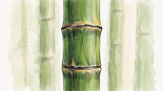 Bamboo stalks with natural texture and green color isolated