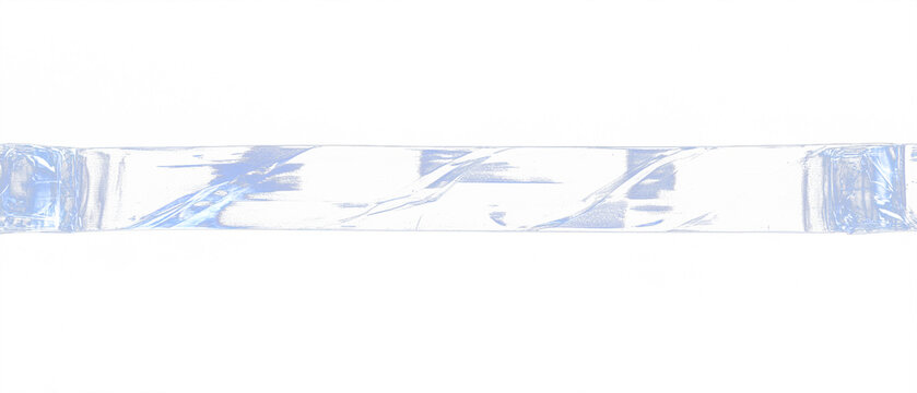 Abstract, elongated composition with fluid forms and digital artifacts, contained in a long horizontal stripe. Dark background