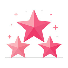 Obraz premium Three pink stars with sparkles on white background