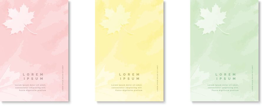 Autumn maple leaves in pastel colors with blurred backgrounds and lorem ipsum text